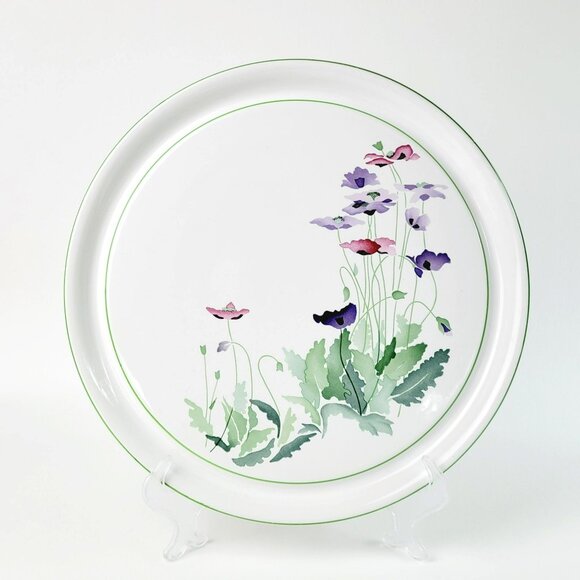 Block Midsummer 12" Round Serving Platter Garden Watercolor Pastel Flowers - Picture 2 of 10